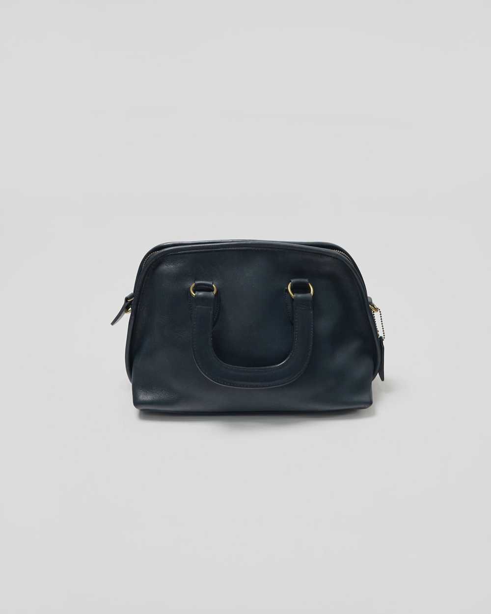 Leather Hand Bag w/ Strap / Navy - image 1