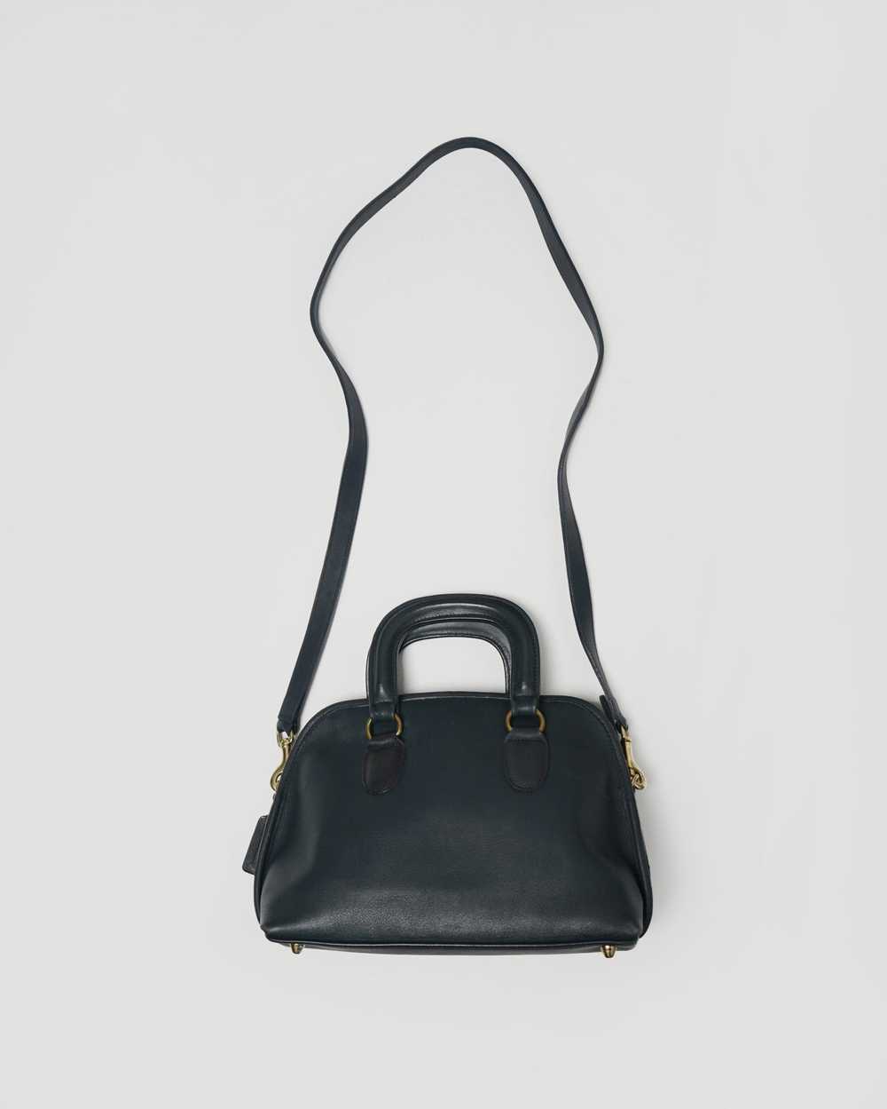 Leather Hand Bag w/ Strap / Navy - image 2
