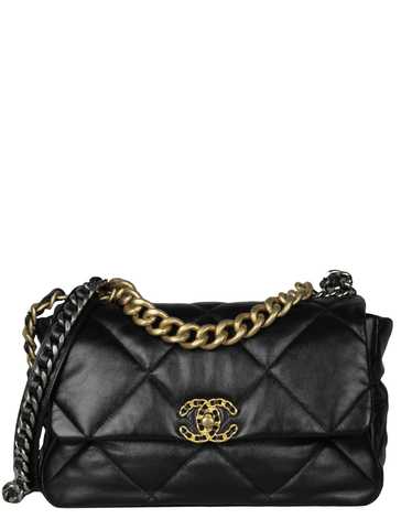 Chanel Black Lambskin Leather Quilted Large 19 Bag - image 1