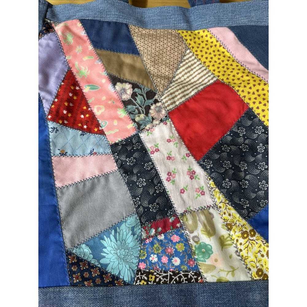 Hand stitched denim And quilt tote bag - image 2