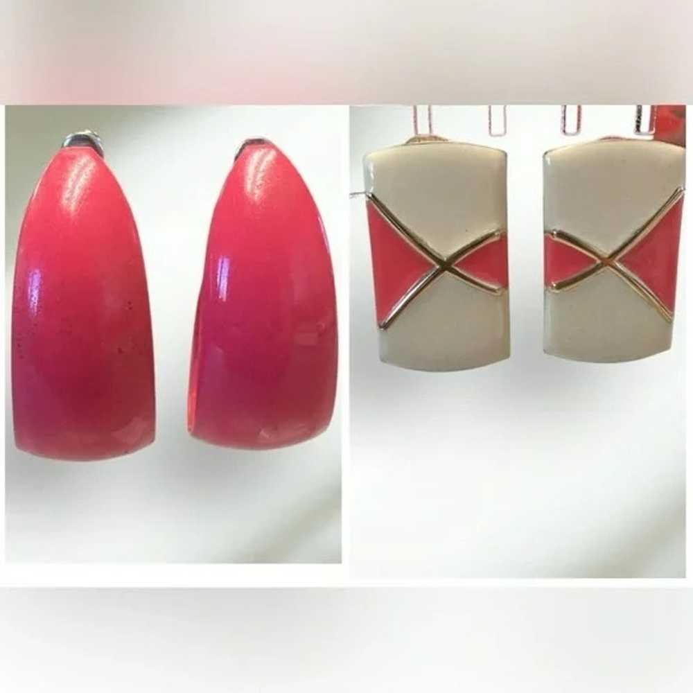 Two Pairs Vintage 80’s Earrings Pink - image 1