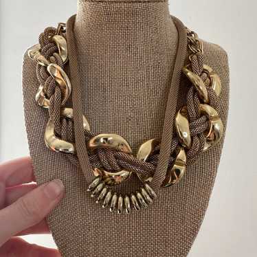 Vintage Bundle Of 2 Gold Tone Mesh Necklaces - image 1