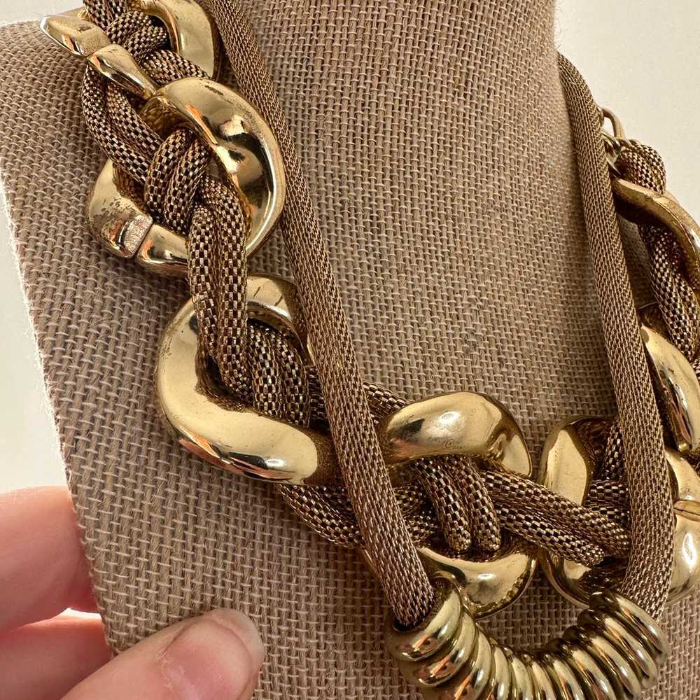 Vintage Bundle Of 2 Gold Tone Mesh Necklaces - image 2