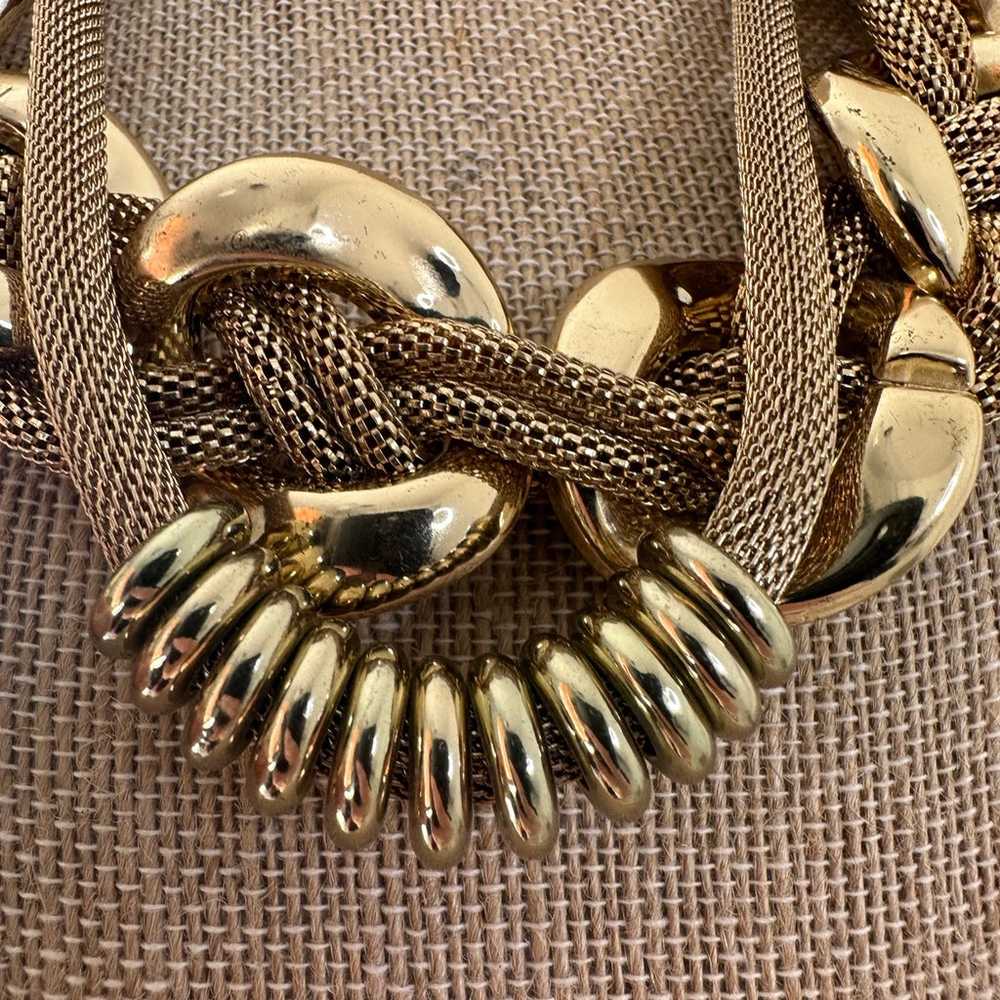 Vintage Bundle Of 2 Gold Tone Mesh Necklaces - image 3