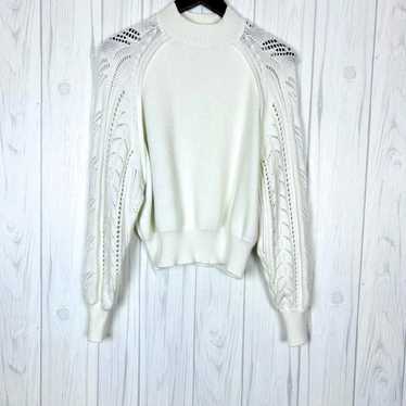 SWEATER Pullover White Knit Sleeve M by ZARA - image 1