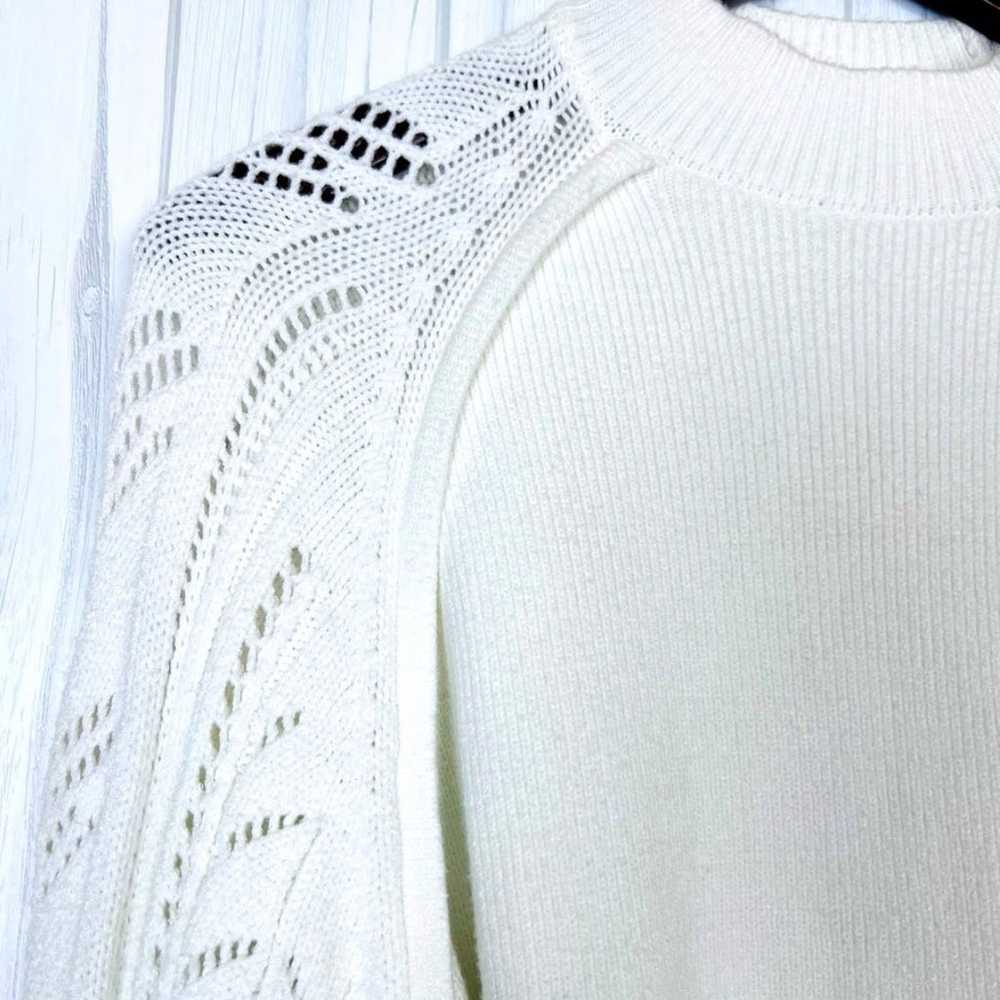 SWEATER Pullover White Knit Sleeve M by ZARA - image 3