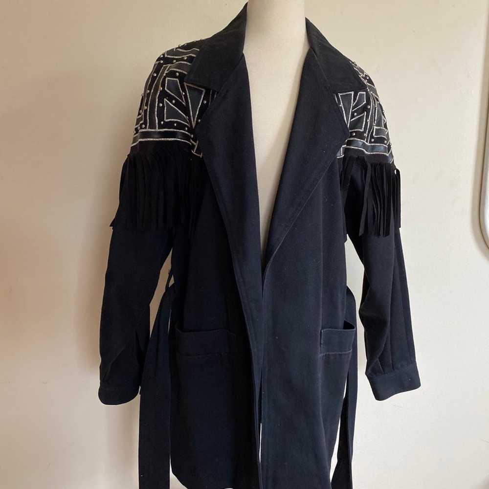 Vintage Black Denim IB Diffusion Sports Jacket wi… - image 5