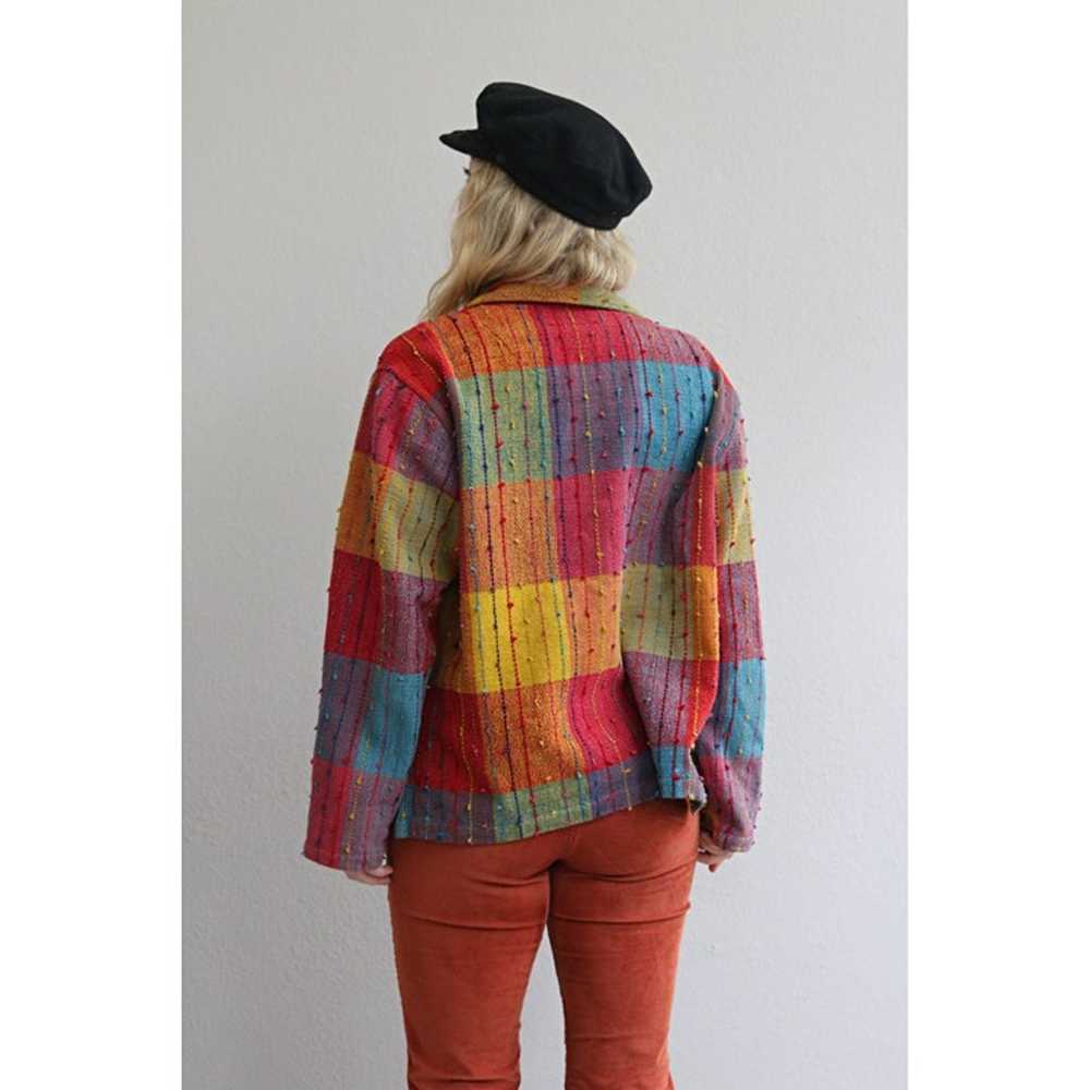 1990's Colorful Anu Natural Woven Cotton Jacket /… - image 4
