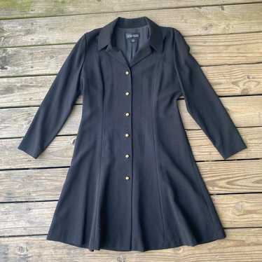 VTG Ellen Tracy Black 100% Wool Overcoat