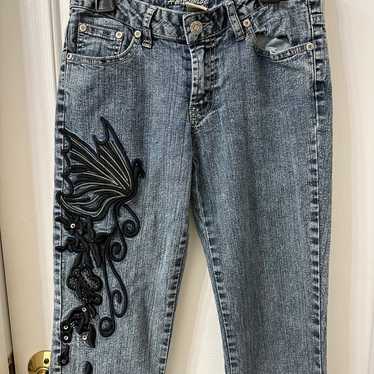 Heat Wave Vintage Y2K Embroidered Flare Jeans