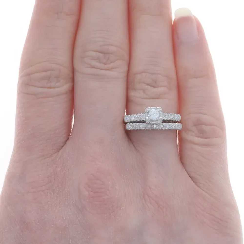 Yellow Gold Diamond Vintage Engagement Ring & Wed… - image 2