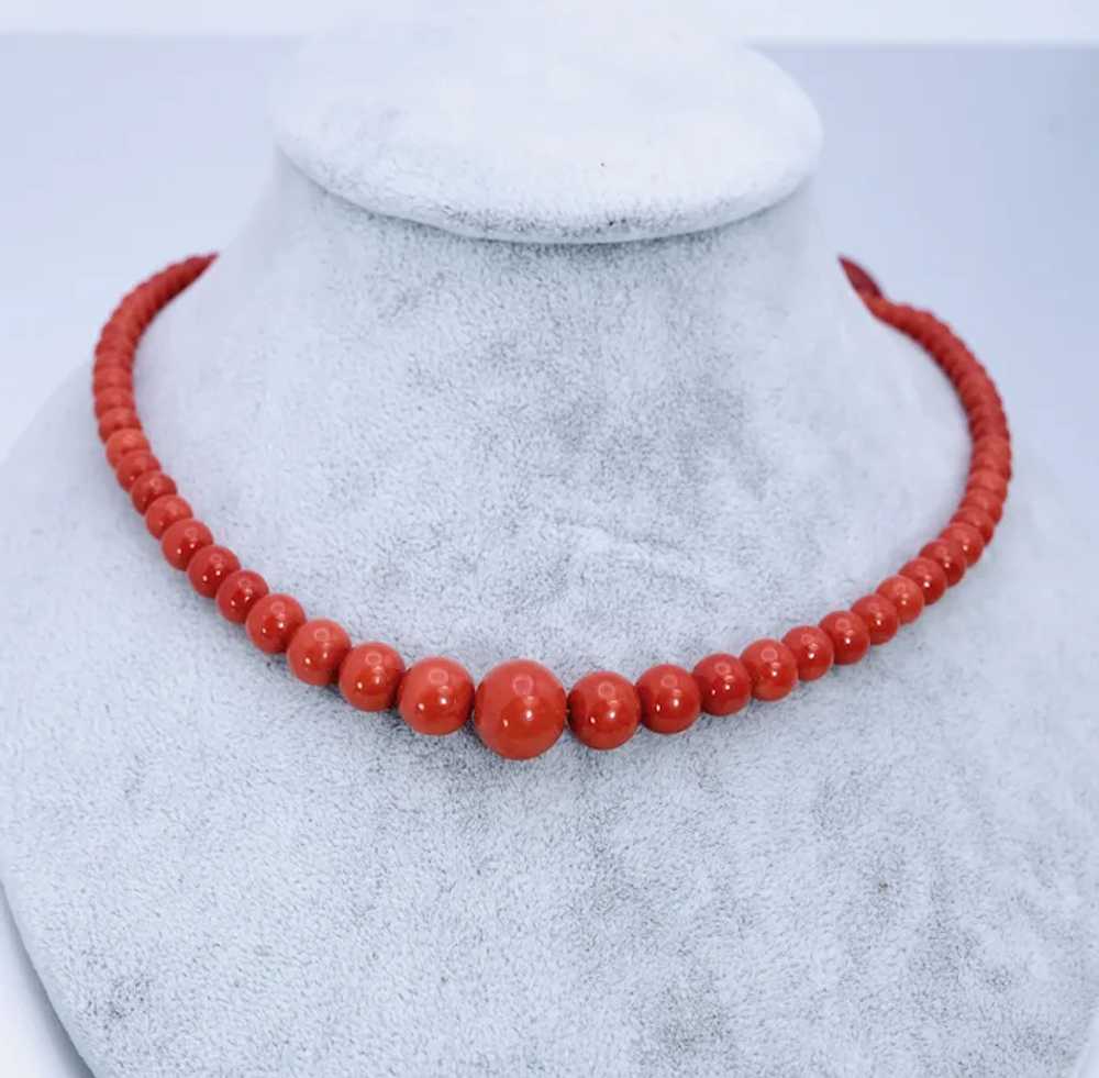 4.3MM-12.3mm Italian Red Coral Round Bead 14k Sol… - image 10