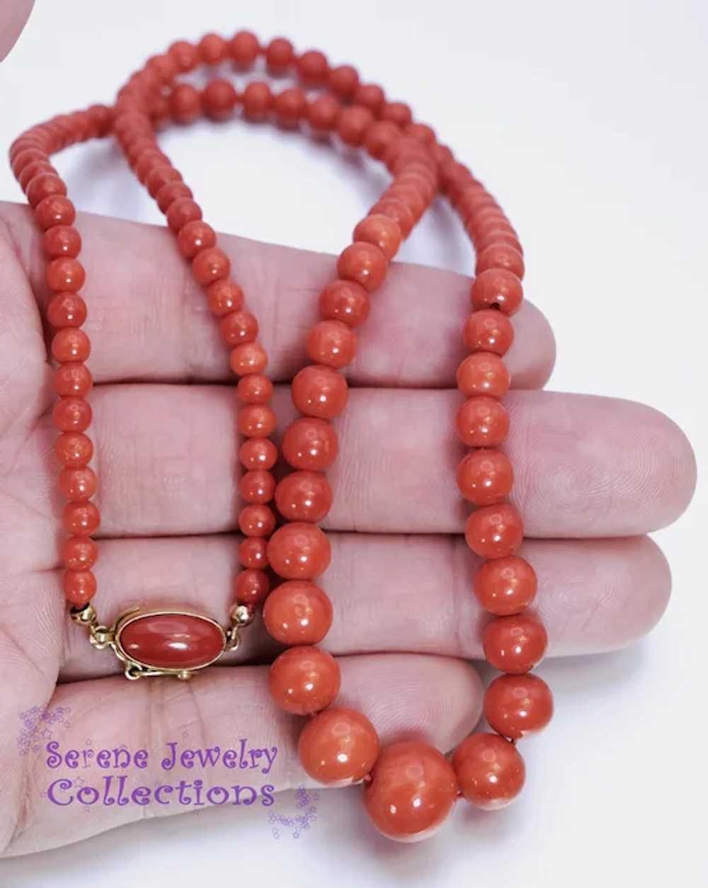 4.3MM-12.3mm Italian Red Coral Round Bead 14k Sol… - image 11