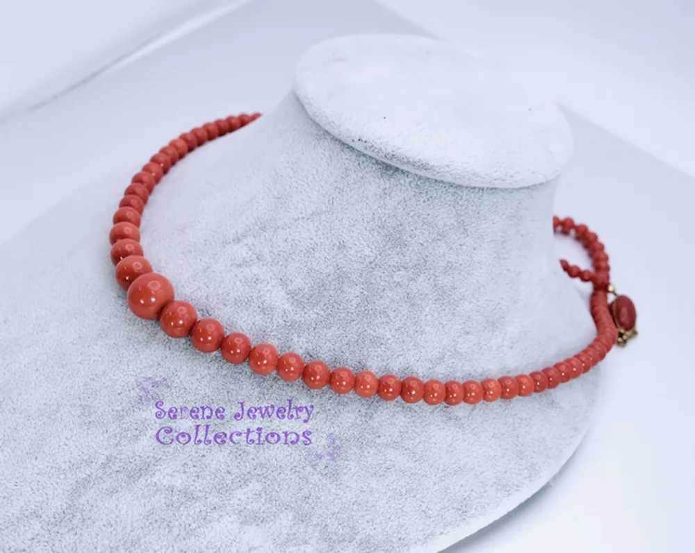4.3MM-12.3mm Italian Red Coral Round Bead 14k Sol… - image 12