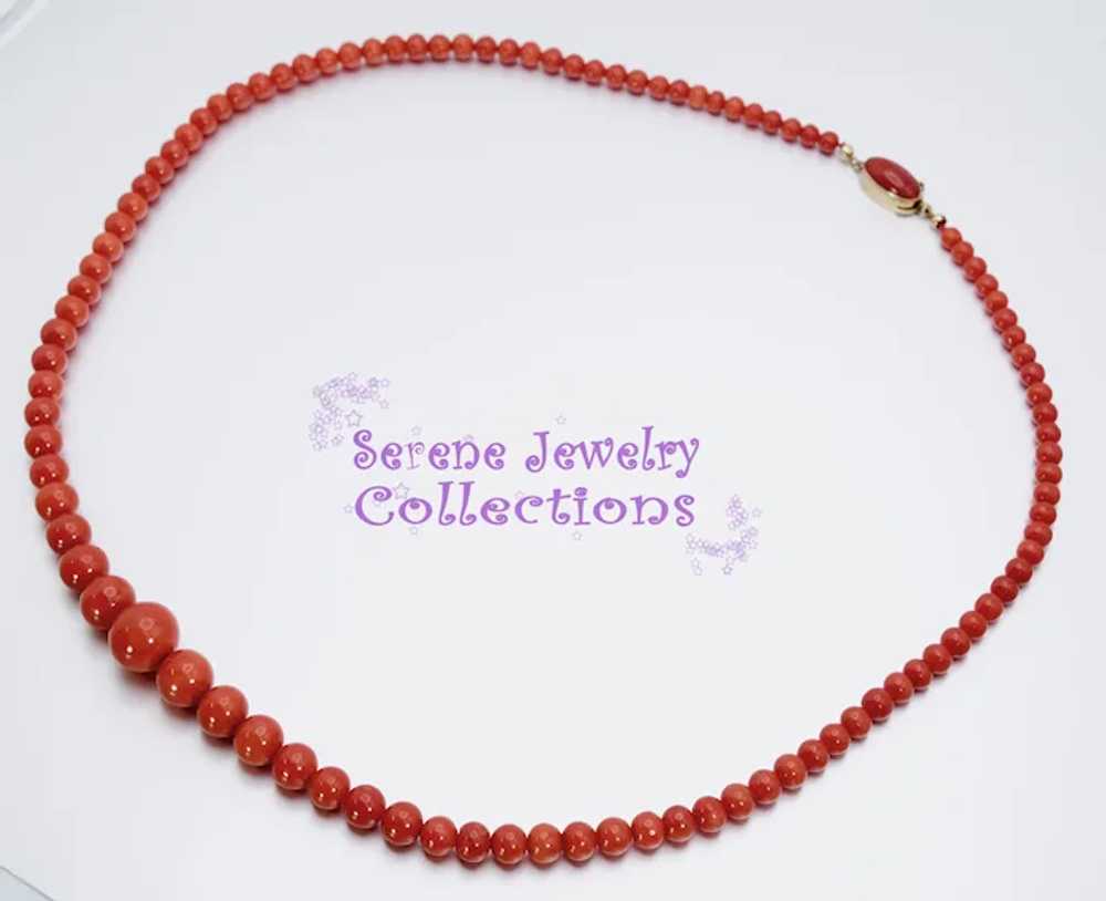 4.3MM-12.3mm Italian Red Coral Round Bead 14k Sol… - image 3