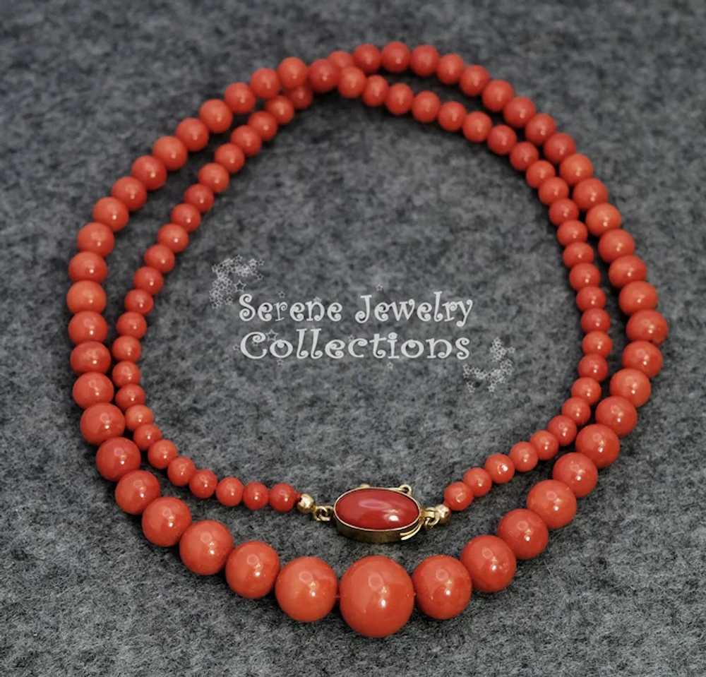 4.3MM-12.3mm Italian Red Coral Round Bead 14k Sol… - image 9