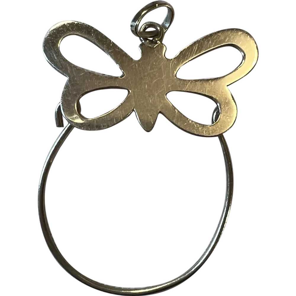 14k Yellow Gold Butterfly Vintage Charm Holder - image 1
