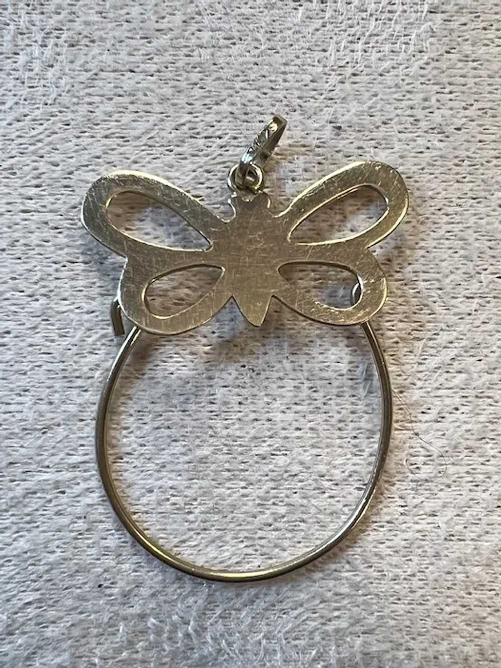 14k Yellow Gold Butterfly Vintage Charm Holder - image 2