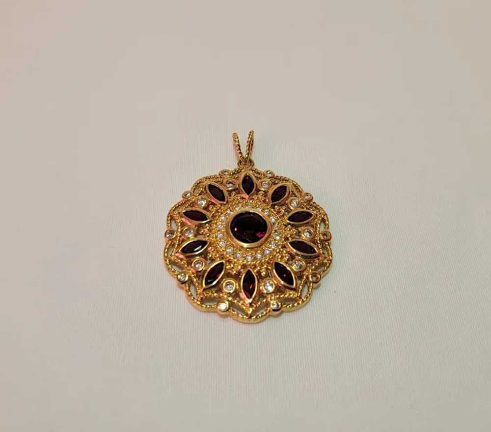 Gold over sterling silver simulated garnet pendant - image 12