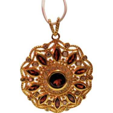 Gold over sterling silver simulated garnet pendant - image 1