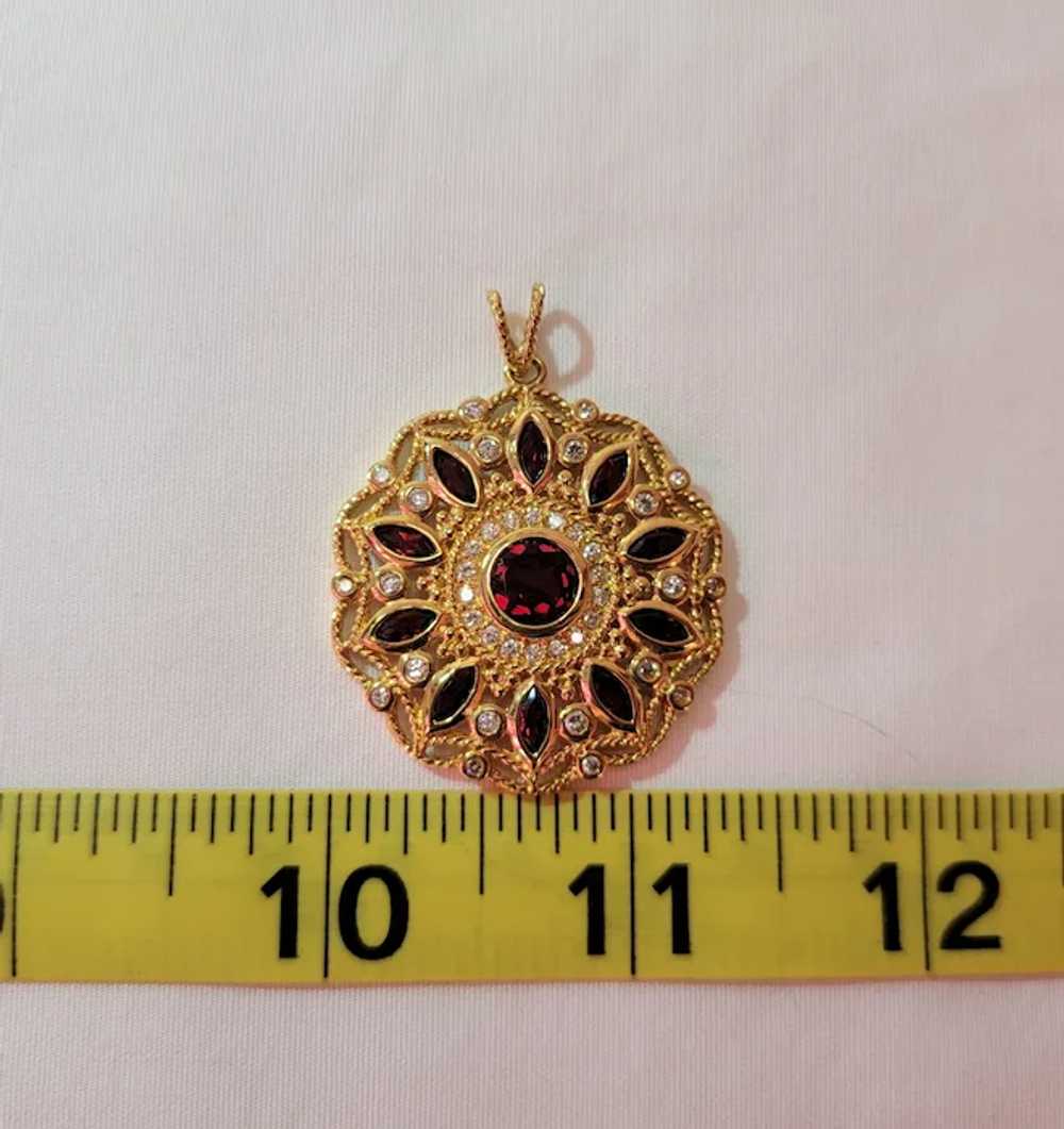 Gold over sterling silver simulated garnet pendant - image 2