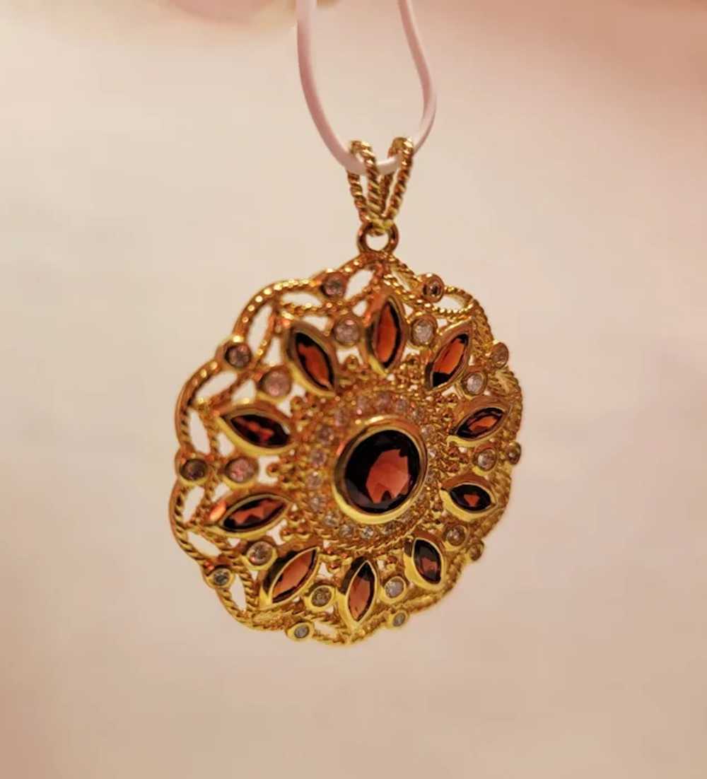 Gold over sterling silver simulated garnet pendant - image 7