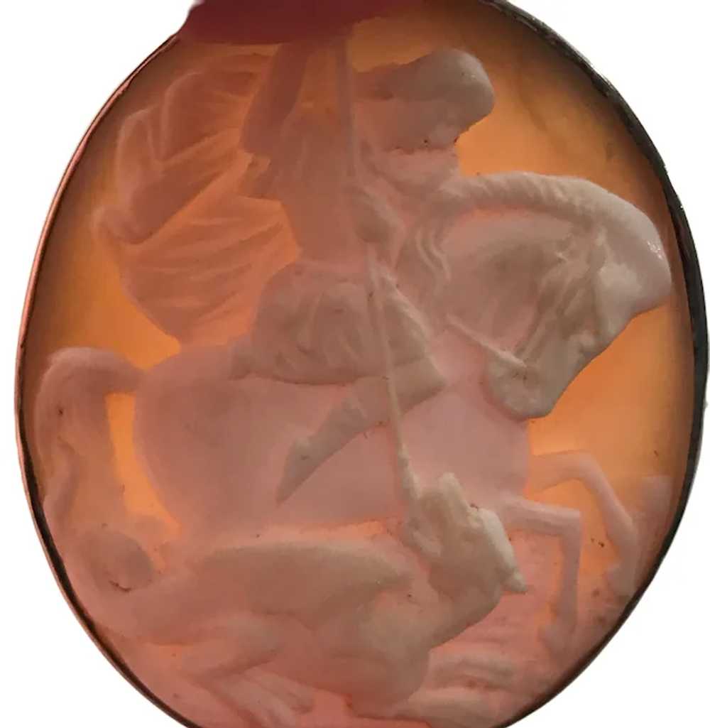 Saint George & the Dragon Cameo Pin Brooch - image 2