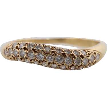 Mikimoto Ring. Vintage 18k Gold Mikimoto Diamond P
