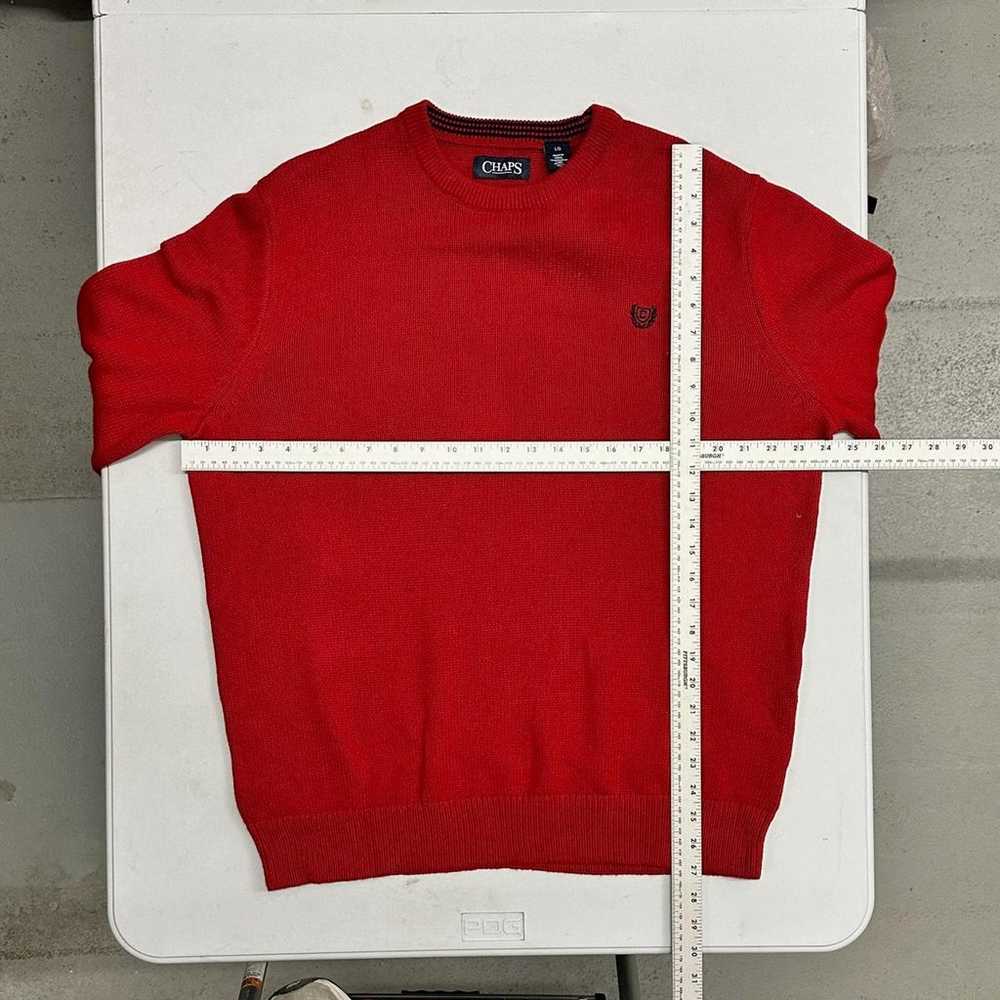 Vintage 1990’s Chaps Red Knitted Crewneck Sweater… - image 4