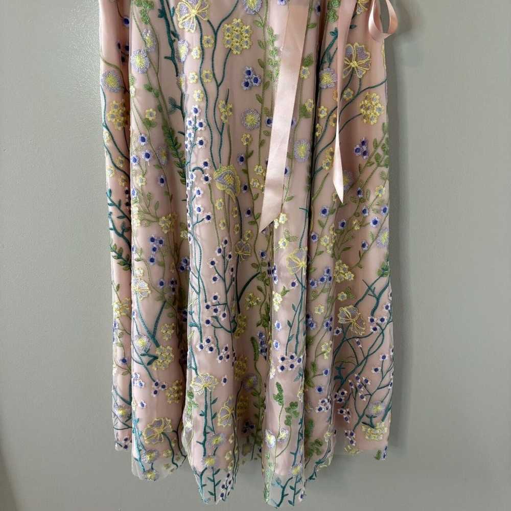 Alex Marie Peach Floral Embroidered Dress Lined S… - image 3