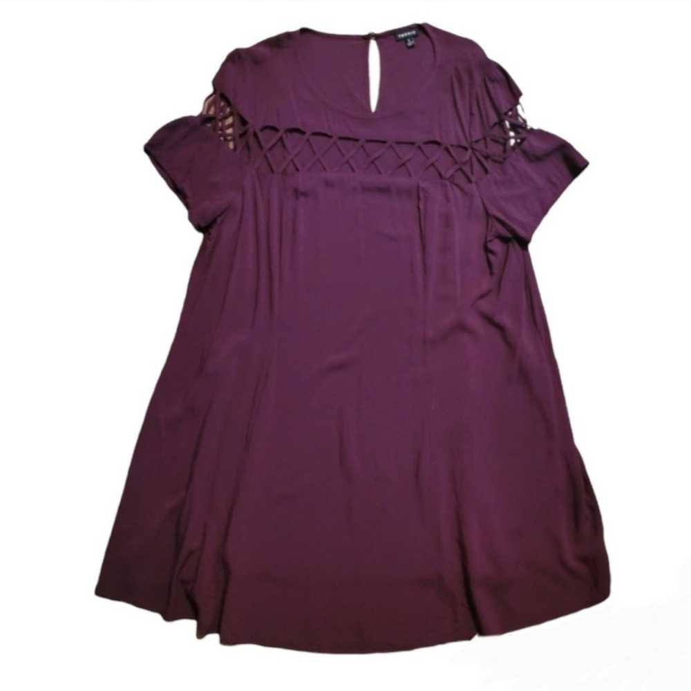 Torrid Purple Lattice Challis Trapeze Dress Sz 2 - image 2