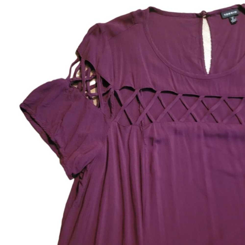 Torrid Purple Lattice Challis Trapeze Dress Sz 2 - image 4