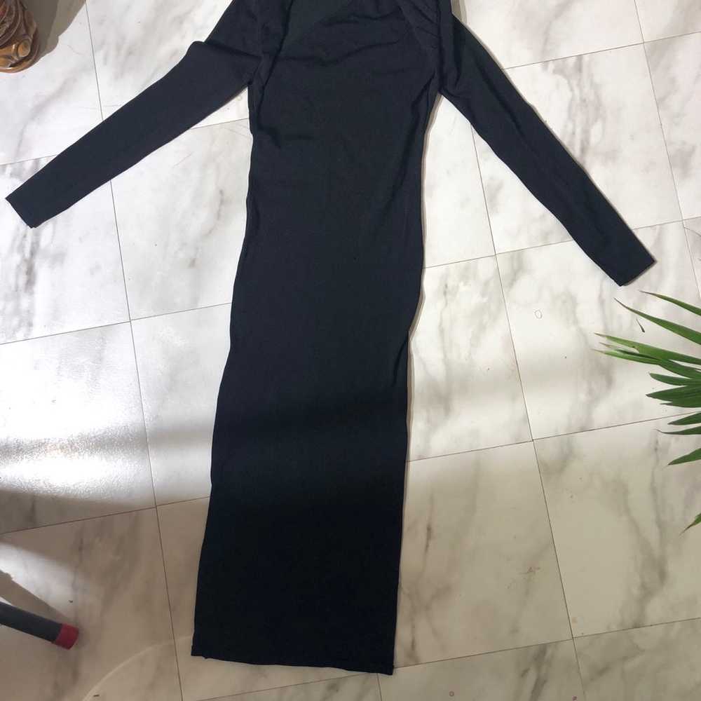 Zara little long black dress with side slit top f… - image 1