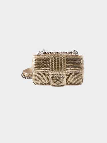 Prada 2010s Gold Python Leather Diagramme Shoulde… - image 1