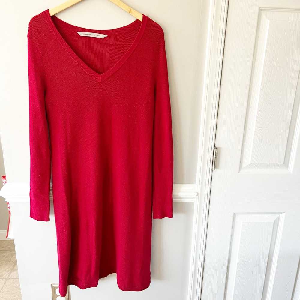 Athleta Nordic Sweater Dress Knit Merino Wool V N… - image 2