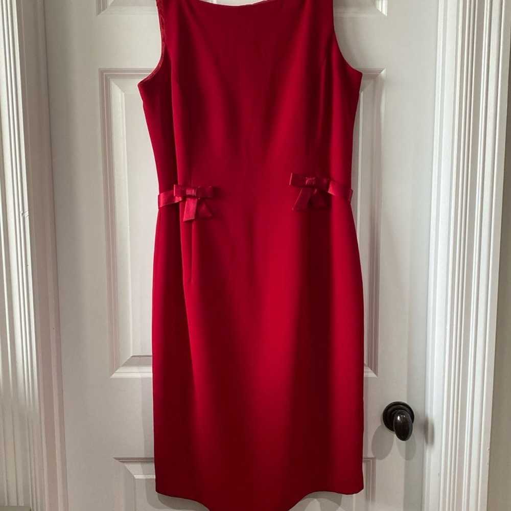 London Times Red Sleeveless Bow Dress SIZE 14 - image 1