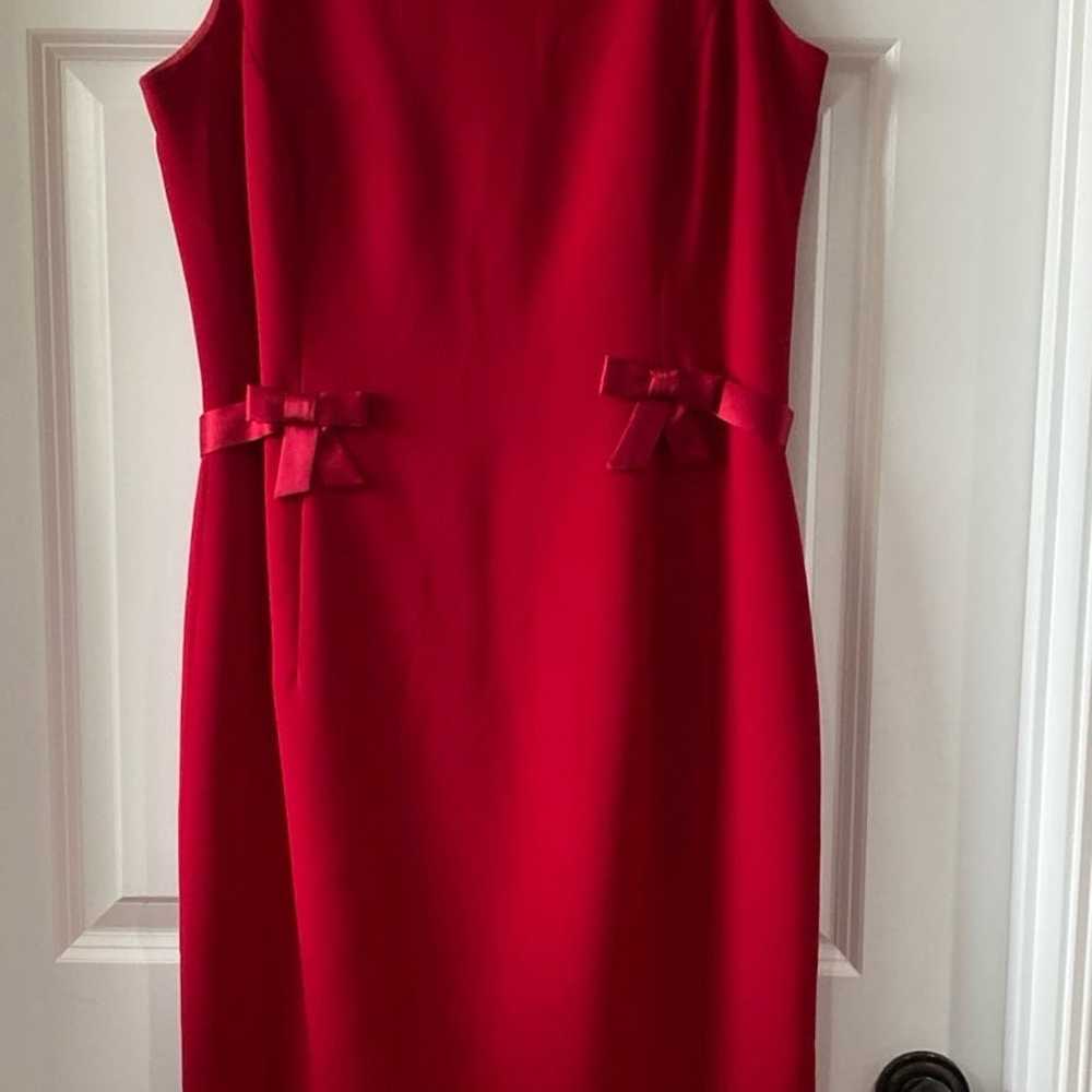 London Times Red Sleeveless Bow Dress SIZE 14 - image 2