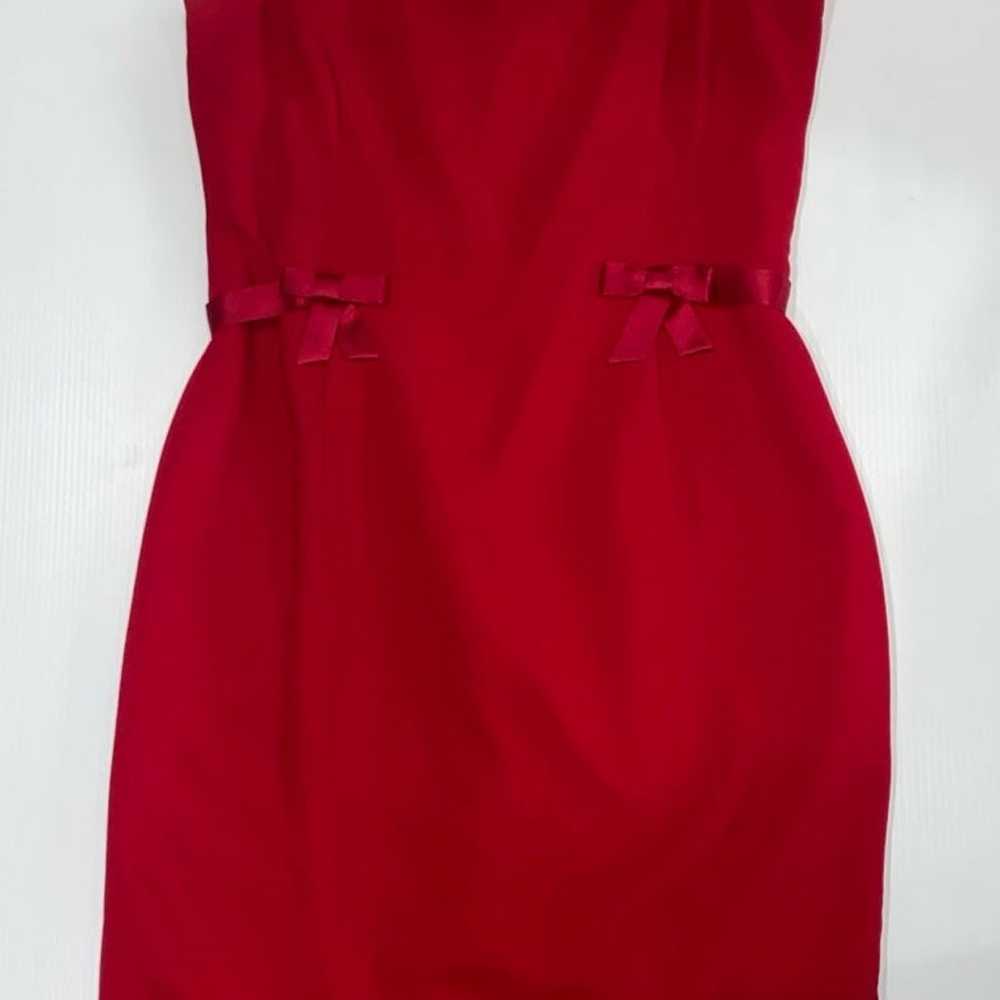 London Times Red Sleeveless Bow Dress SIZE 14 - image 4