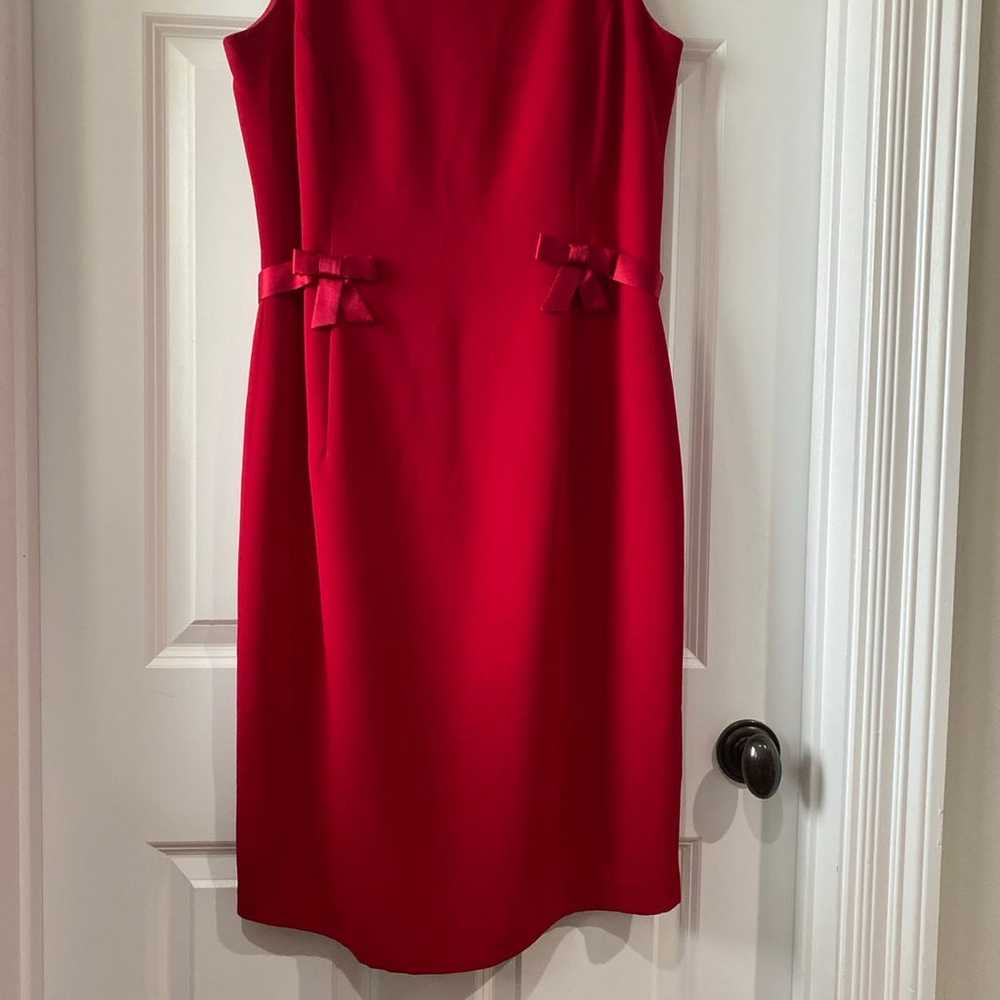 London Times Red Sleeveless Bow Dress SIZE 14 - image 9