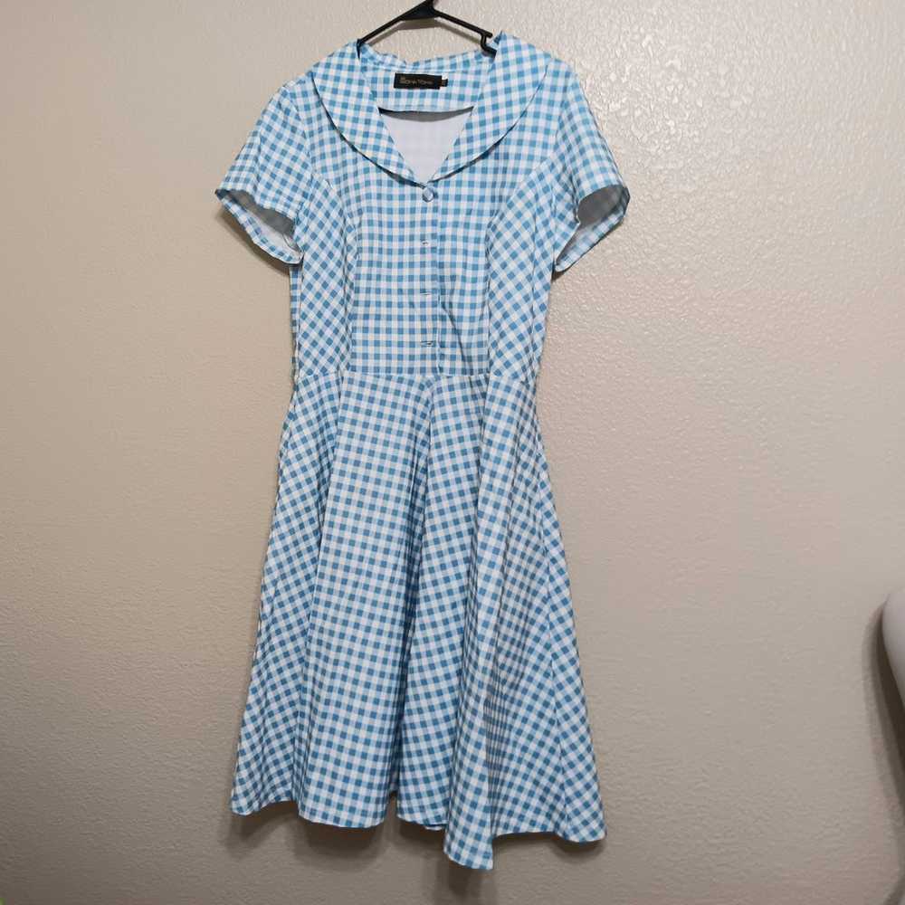 Gown Town Gowntown Blue White Gingham Retro Rocka… - image 1