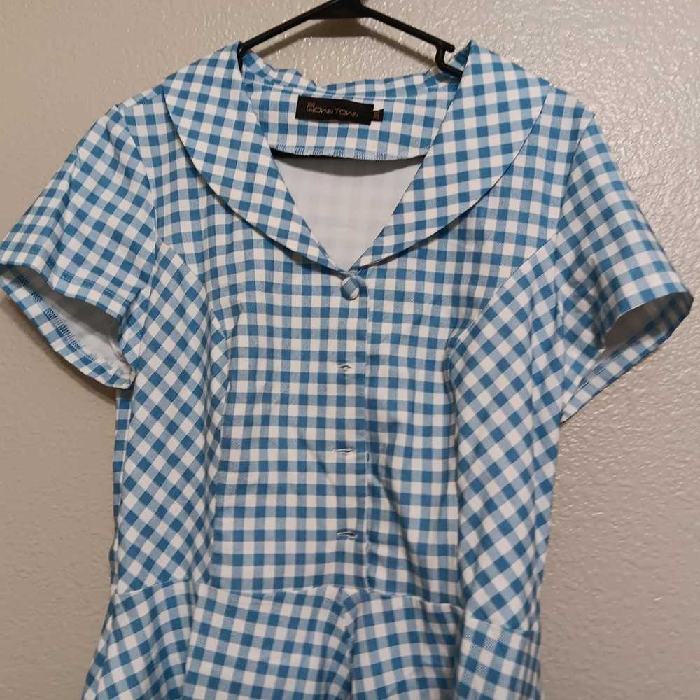 Gown Town Gowntown Blue White Gingham Retro Rocka… - image 2