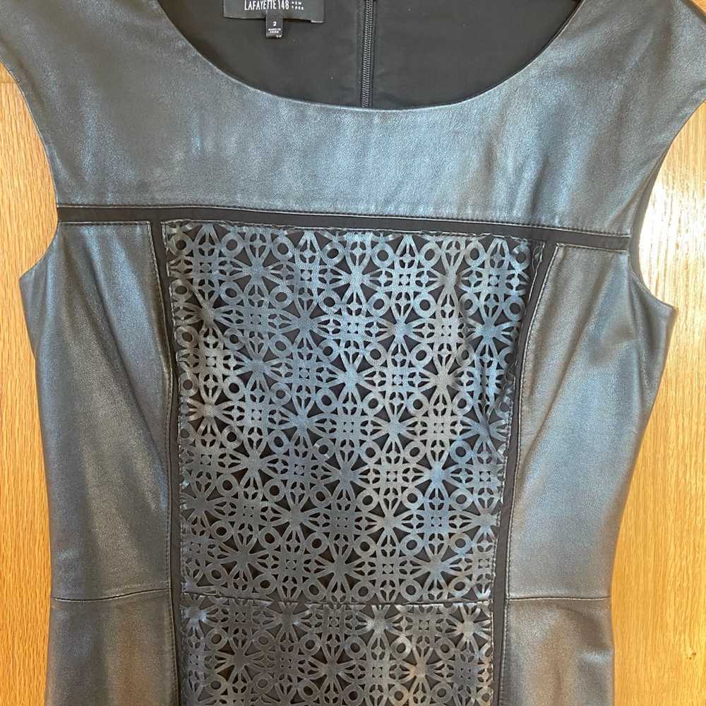 lafayette 148 black leather sleeveless dress - image 3