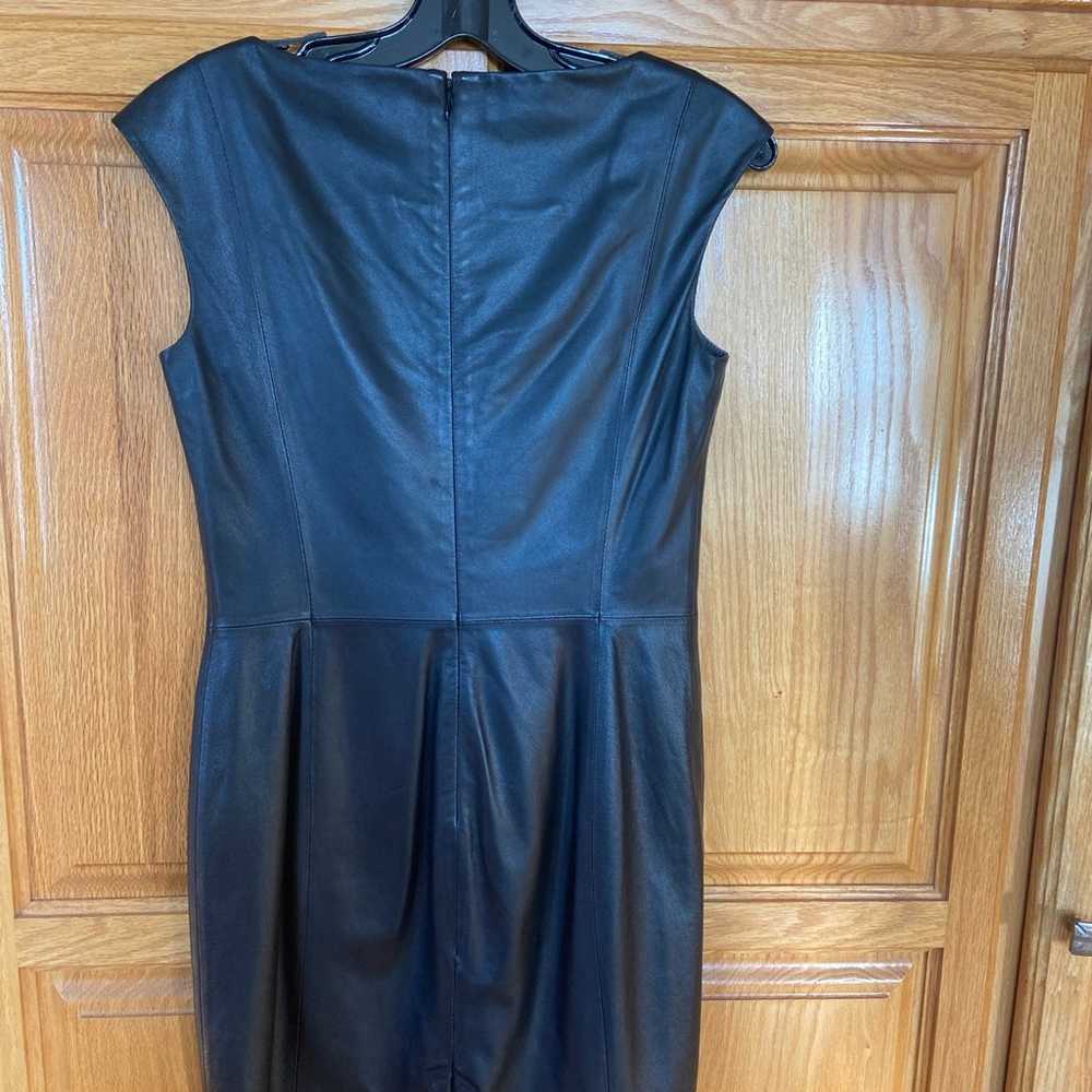 lafayette 148 black leather sleeveless dress - image 4
