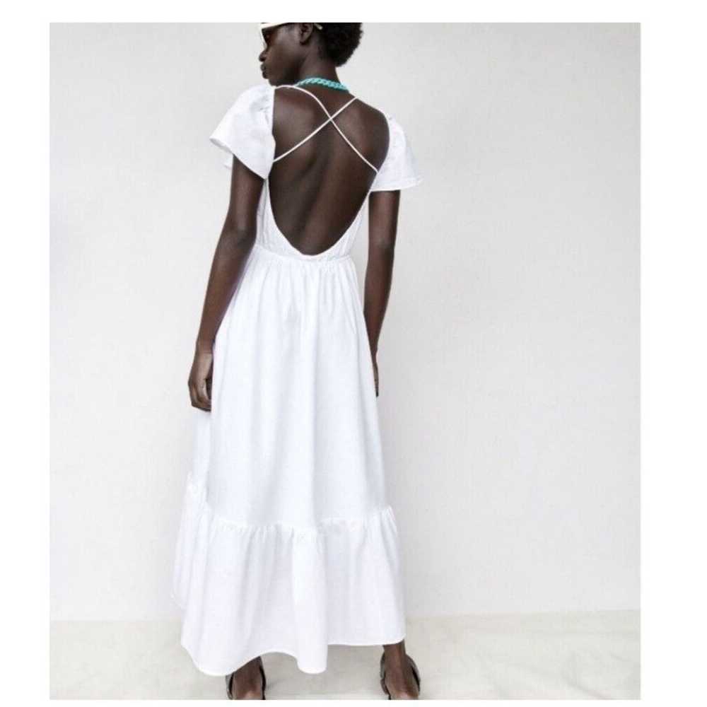 Zara Crochet Front Maxi Dress XXL White Cotton Bl… - image 5