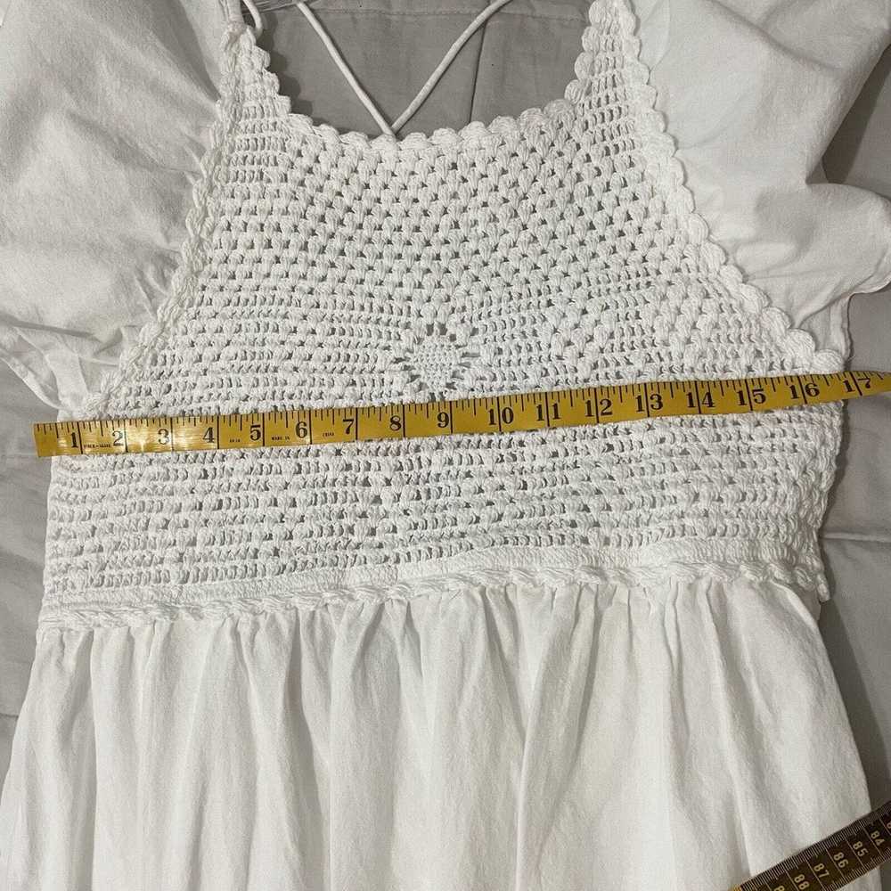 Zara Crochet Front Maxi Dress XXL White Cotton Bl… - image 8