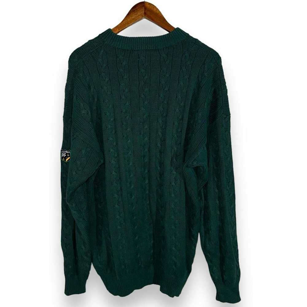 Nautica 90s Nautica Forest Green Cableknit Fisher… - image 6