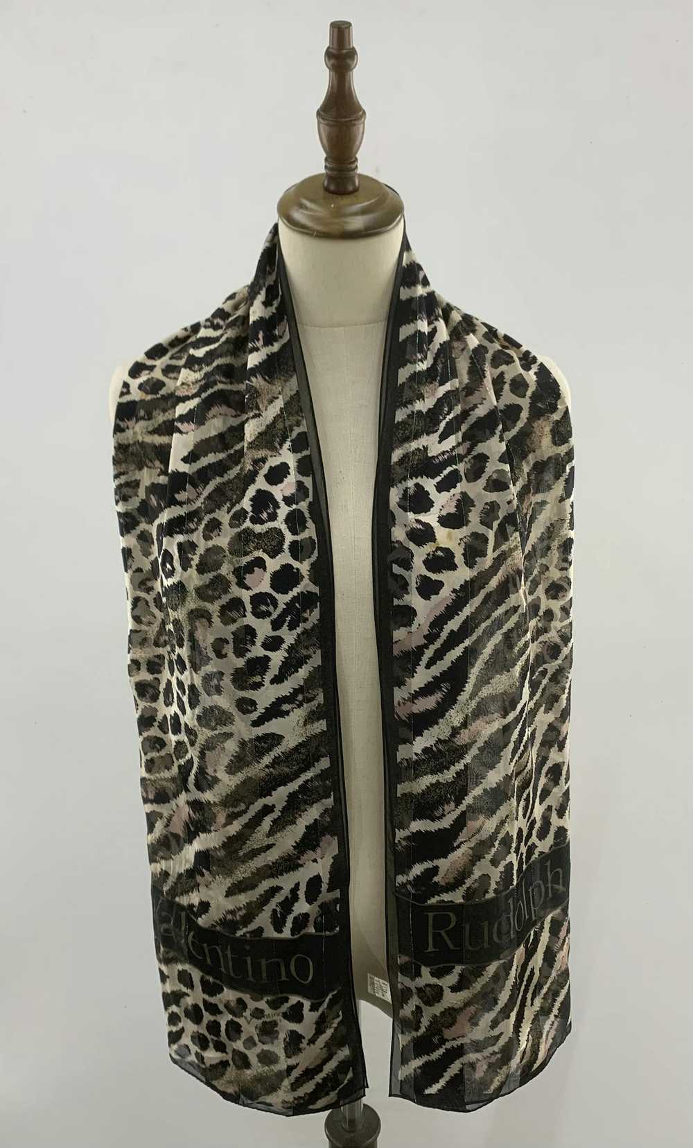 Vintage Rudolph Valentino Silk Scarf Leopard Print - image 1