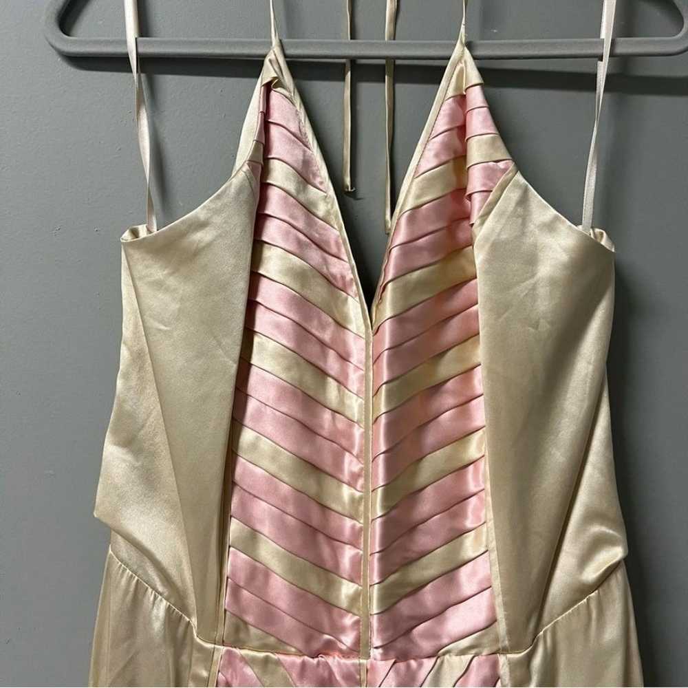 J. Peterman 100% Silk Ribbon Halter Midi Dress Si… - image 4