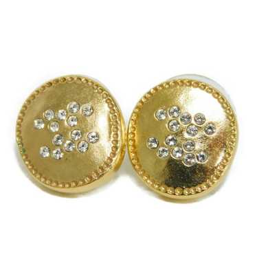 Chanel CHANEL Earrings Round Crystal Coco Mark Bu… - image 1