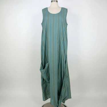 Vintage Cynthia Ashby Maxi Dress M Medium Green S… - image 1